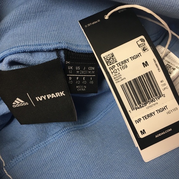 NWT Ivy Park x Adidas Light Blue 3 Stripes Terry Tight Legging - Picture 6 of 11